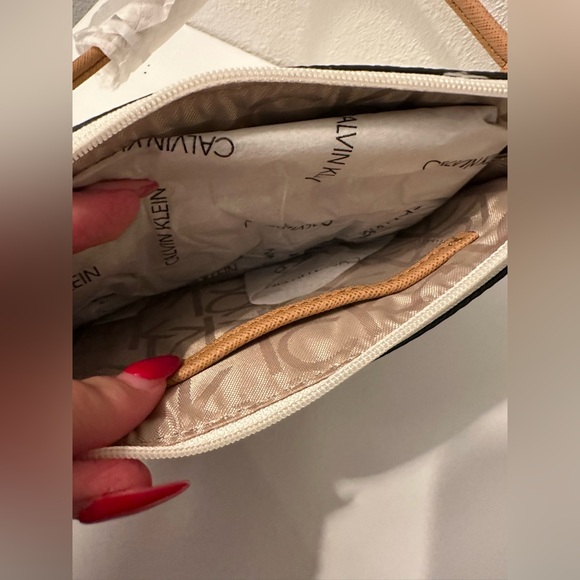 New Calvin Klein Zip-around Wristlet- almond